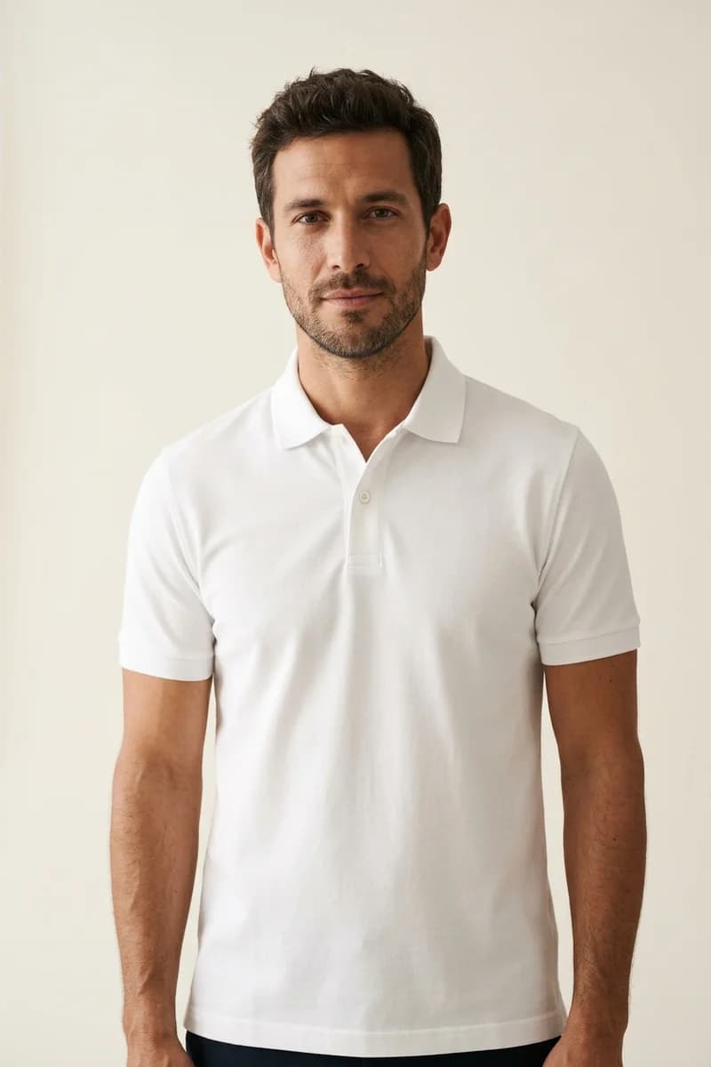 Polo Yaka Slim Fit Tişört — Beyaz